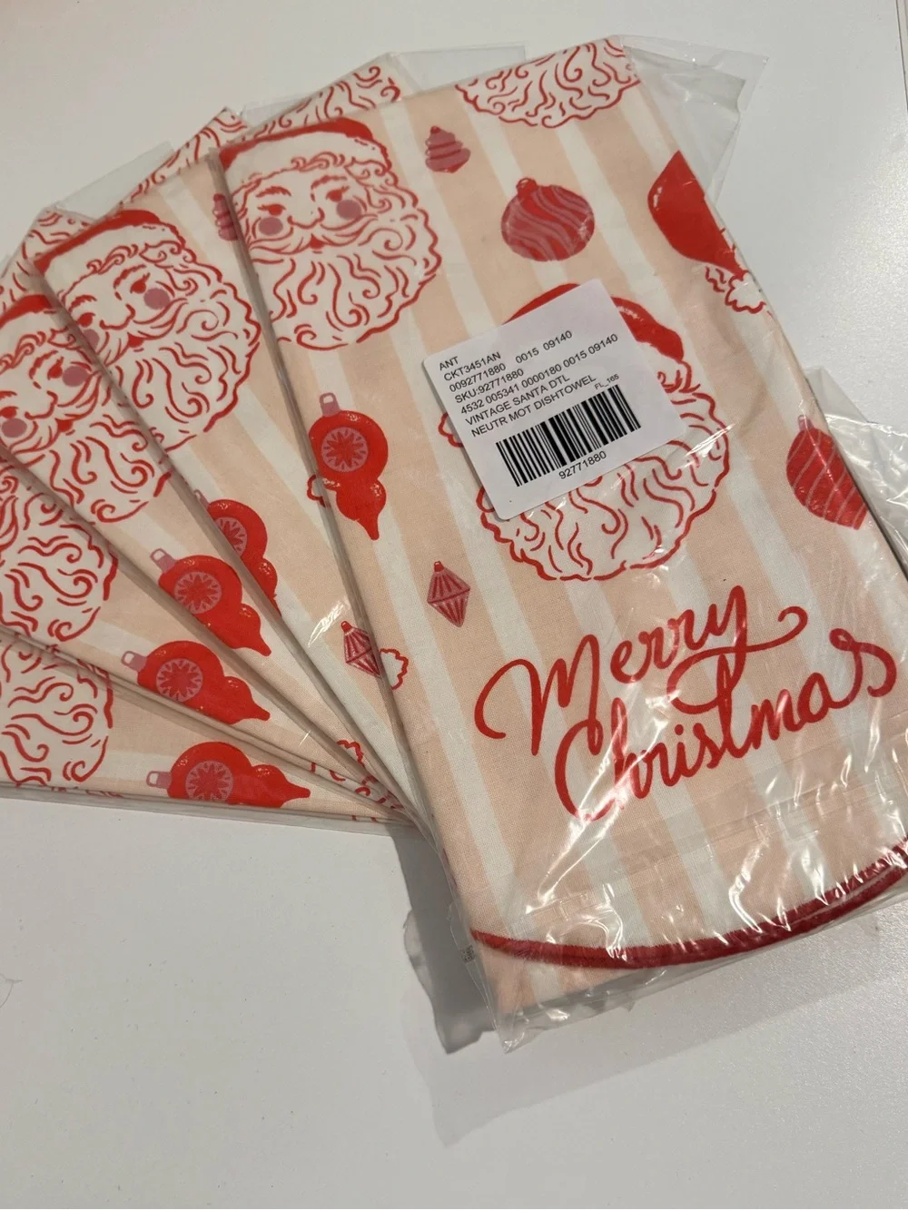 Anthropologie Vintage Santa 'Merry Christmas'  Kitchen‎ Dish Towel